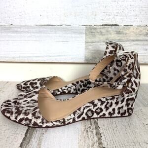 J.Crew Womens 6.5 Laila Leopard Print Wedge Sandals Open Toe Low Heel NEW